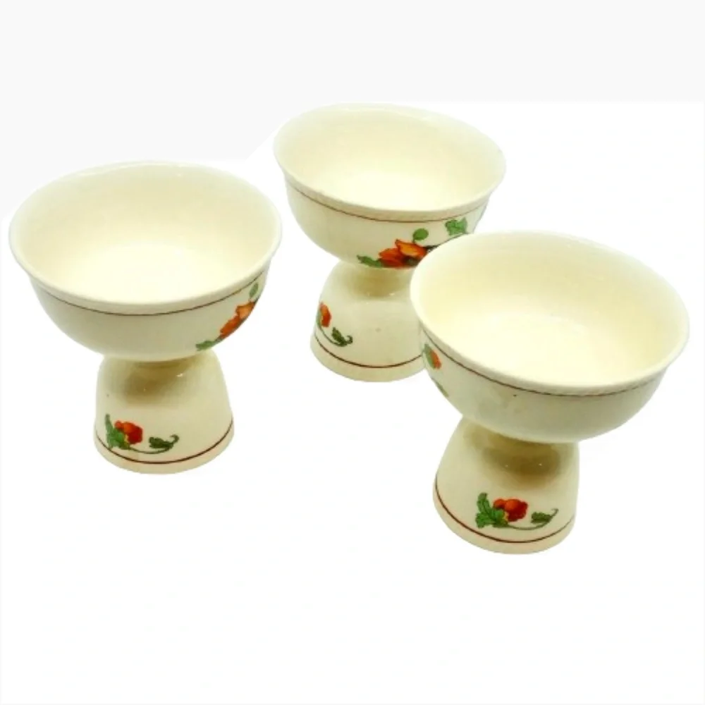 Vintage 1950s Stoneware Ceramic Double Egg Cups- Set of 3
